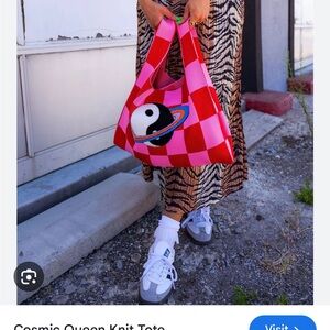 Dressed in LALA Red and Pink Knit Tote